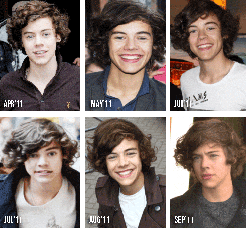        Harry Styles in 2010, 2011, 2012 and 2013         