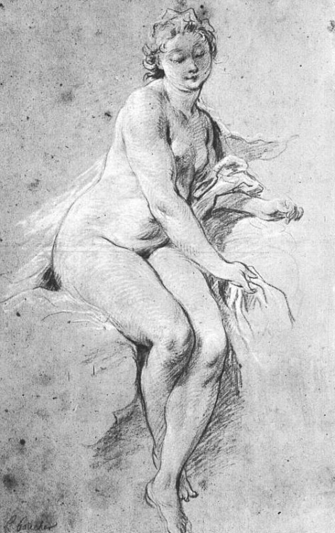 artist-francois-boucher: Seated Nude, 1738, Francois BoucherMedium: oil,canvas