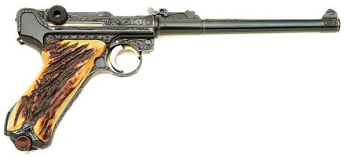 German DWM World War I Model 1917 Artillery Luger that has been engraved and decorated with gold, si