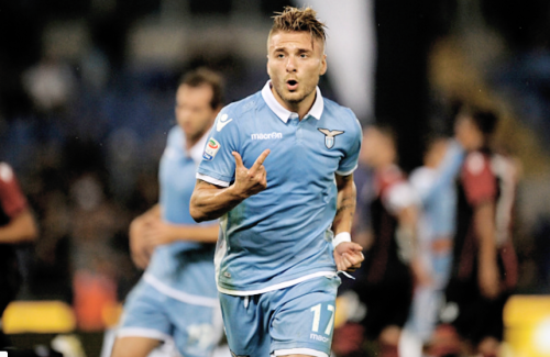 Ciro Immobile celebrates after scoring a third goal during the Serie A match between SS Lazio and C