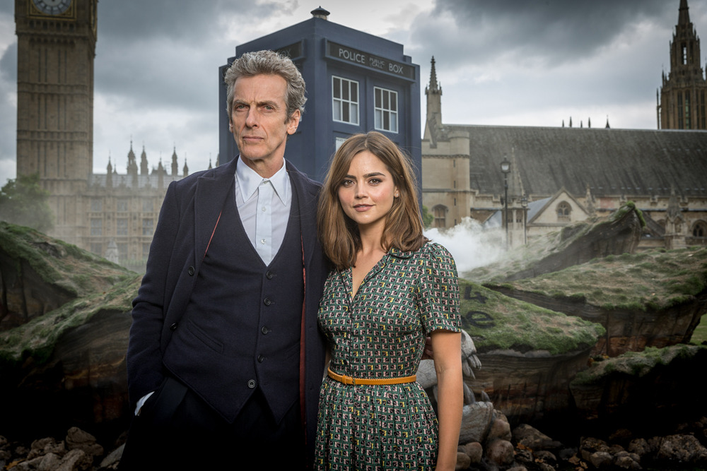 doctorwho:  Peter Capaldi as The Doctor and Jenna Coleman as Clara Oswald crash-landed