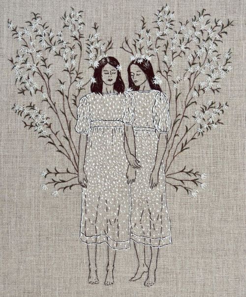 Our Apparitions 11” x 14” on linen #embroidery #embroideryart #bordado #broderie https://www.instagr