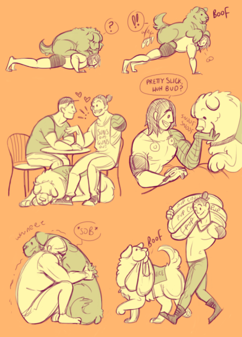 yawpkatsi:YET MORE DOODLES of Bucky and his PSTD service dog FUBAR because I fucking LOVE THIS HEADC