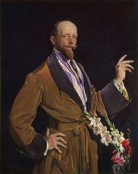 Self-portrait with gladioli by George Washington Thomas Lambert, Australian artist 