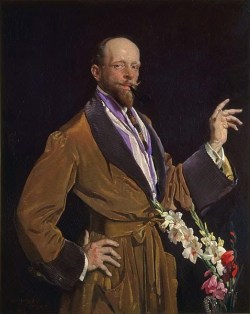 Self-portrait with gladioli by George Washington Thomas Lambert, Australian artist 