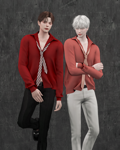 sudal-sims:[sudal] Necktie shirt M2▶ All lod▶ Specular Map▶ 25 Swatchpose - @dearkims ❤♥ Thanks for 