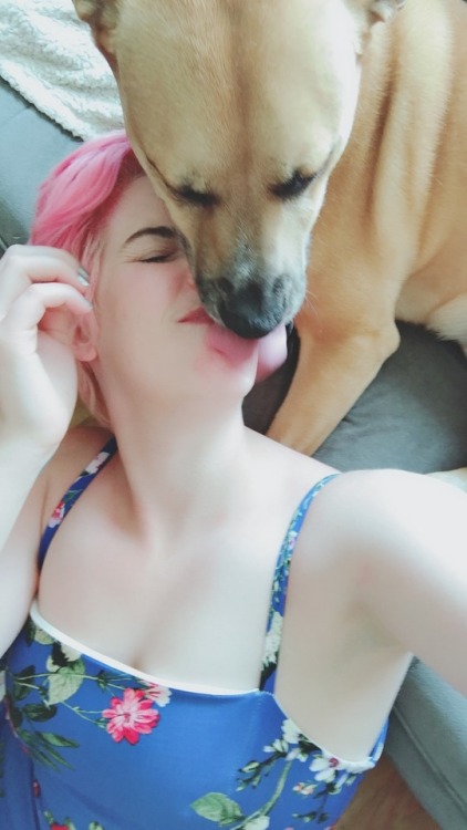 I saw Rosie today. It was a morning full of bitey kisses.  Her signature move is “lick, lick, CHOMP”