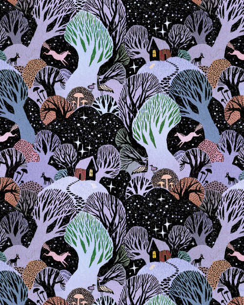 ullathynell:Dream with Dancing Trees by Ulla Thynell  This is available as wrapping paper! Link to the Society6 store ♥