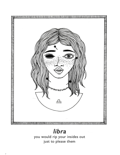 lolananirvana:  astrolovecosmos: izzieanne:   october zodiac doodles - halloween ready  Take a look at these!   “Libra”  “Cancer ”