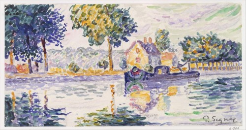 artist-signac: View of the Seine, Samois, Paul Signac, 1906 (?), Robert Lehman CollectionRobert Lehm