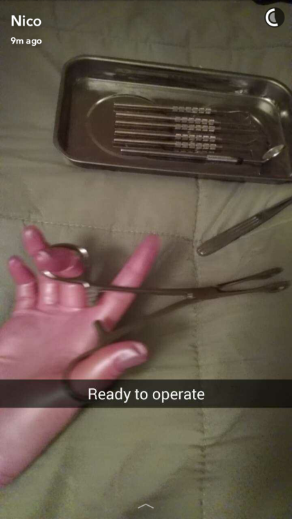 nursenico: Found a few old pink vinyl gloves. After this my nipple took a clamping. Message me to jo