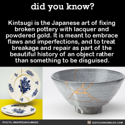 Did-You-Kno:  Kintsugi Is The Japanese Art Of Fixing  Broken Pottery With Lacquer