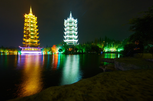 Twin towers, Guilin, China, 2o14/o9. by pL