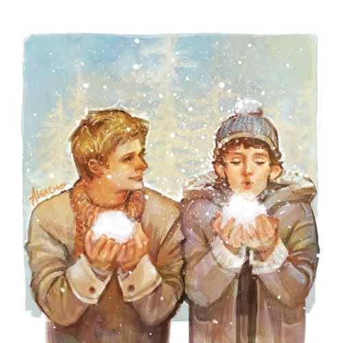 alexandarcho:Draw something about our beloved boys playing in the snow as a gift to @digthewriter fo