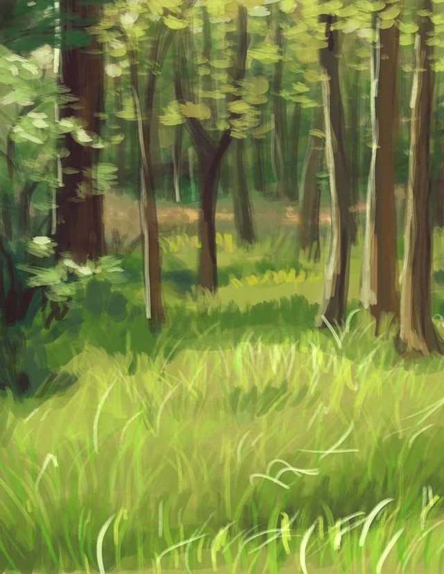 I’m trying to paint/draw more environments in 2022. This was a speed painting I did over the weekend.  #speed painting#nature#forest#painting#trees#grass#green#environment