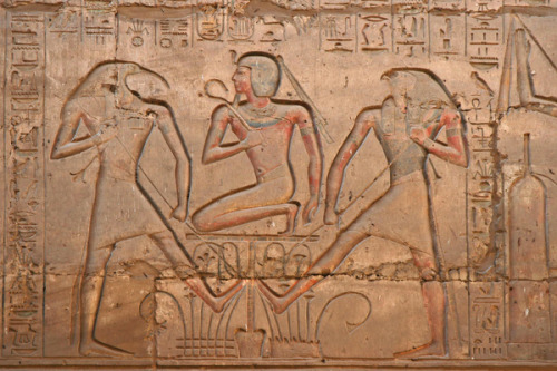 Relief depicting young Ramesses II flanked by Thoth and Horus, from the Precinct of Amun-Re at Karna