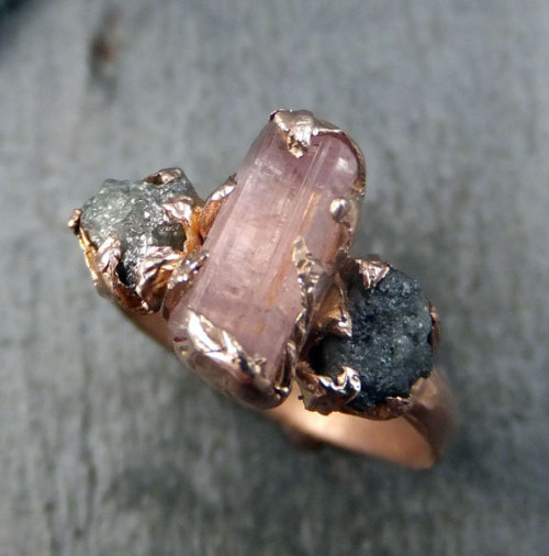 culturenlifestyle:  Stunning Handmade Raw Organic Gemstone & Precious Metal Jewelry by Angeline Portland based indie boutique By Angeline handcrafts stunning gold rings with rough uncut gemstones. The artist loves to transform metals with fire to