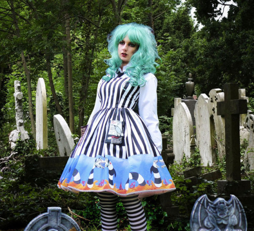 Beetlejuice dress. Poor daughter was very poorly today, she didn’t need much makeup to look dead, bu