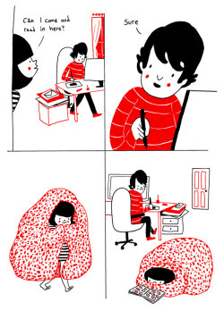 makeuphall:  22 Heartwarming Illustrations Show That Love Is In The Small Things You can be in the same room without having to do everything together.. 