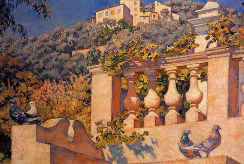 artist-rysselberghe:The Balustrade, 1921, Théo van RysselbergheMedium: oil,canvas