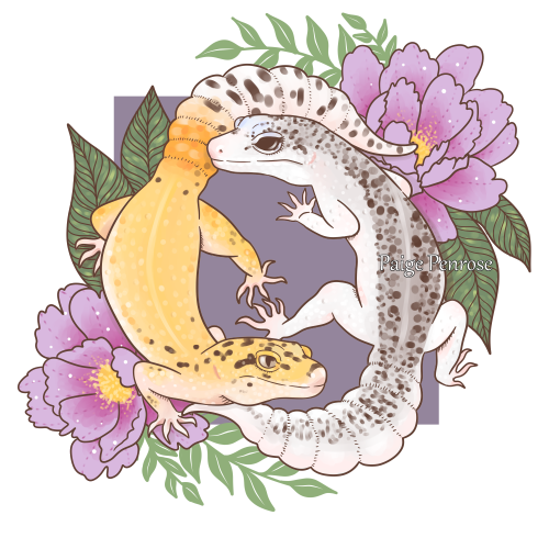 scalygems:Lyra &amp; Ducky with peonies ✨Another commission of these two adorable geckos for Mar
