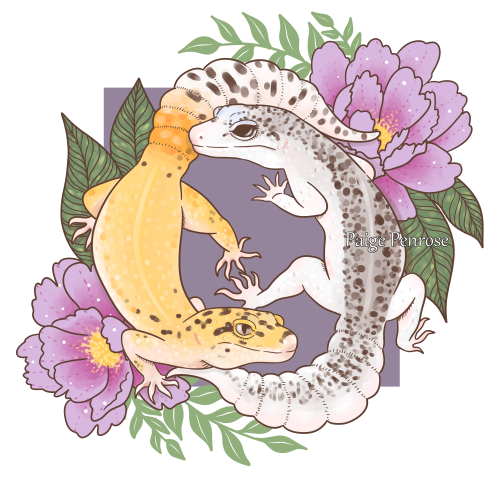 scalygems: Lyra & Ducky with peonies ✨Another commission of these two adorable geckos for Mariss