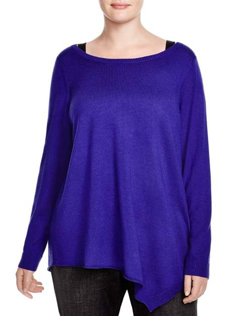 Eileen Fisher Plus Asymmetric Merino Wool Sweater