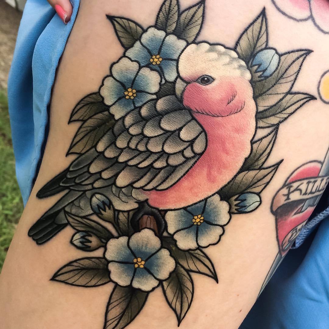 fuckyeahtattoos:  Rose Breasted Cockatoo aka Galah tattooed by Drea Darling, Brisbane