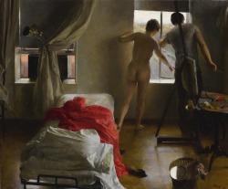 huariqueje:The Accident Nro.2  -  John Koch, 1968.American, 1909–1978.Oil on canvas,  62.9 x 75.6 cm. 24.8 x 29.8 in.