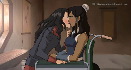 korrasami-artist:  Yeah! My new korrasami drawing! :D  In the last episode I really thought this was gonna happen, but it didn’t. So I drew it myself :p Anyway. I drew everything except the background.  I think Korra & Asami look beautiful together.