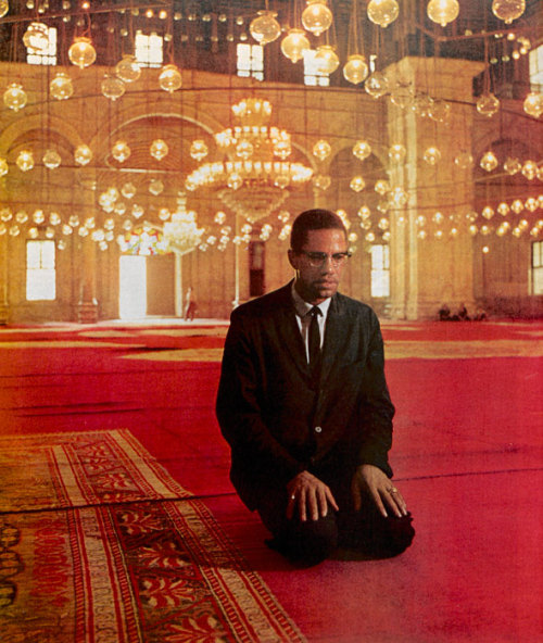 alvanilla:  Malcolm X at the Muhammad Ali Mosque in Cairo, Egypt by John Launois