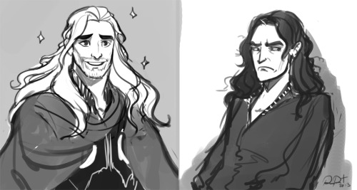 ramida-r:  Doodle of Thor’s glorious Asgardian locks and Loki’s jail hair…