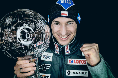 sashosasho:Overall World Cup Winner Kamil Stoch of Poland poses with the Big Crystal Globe during a 