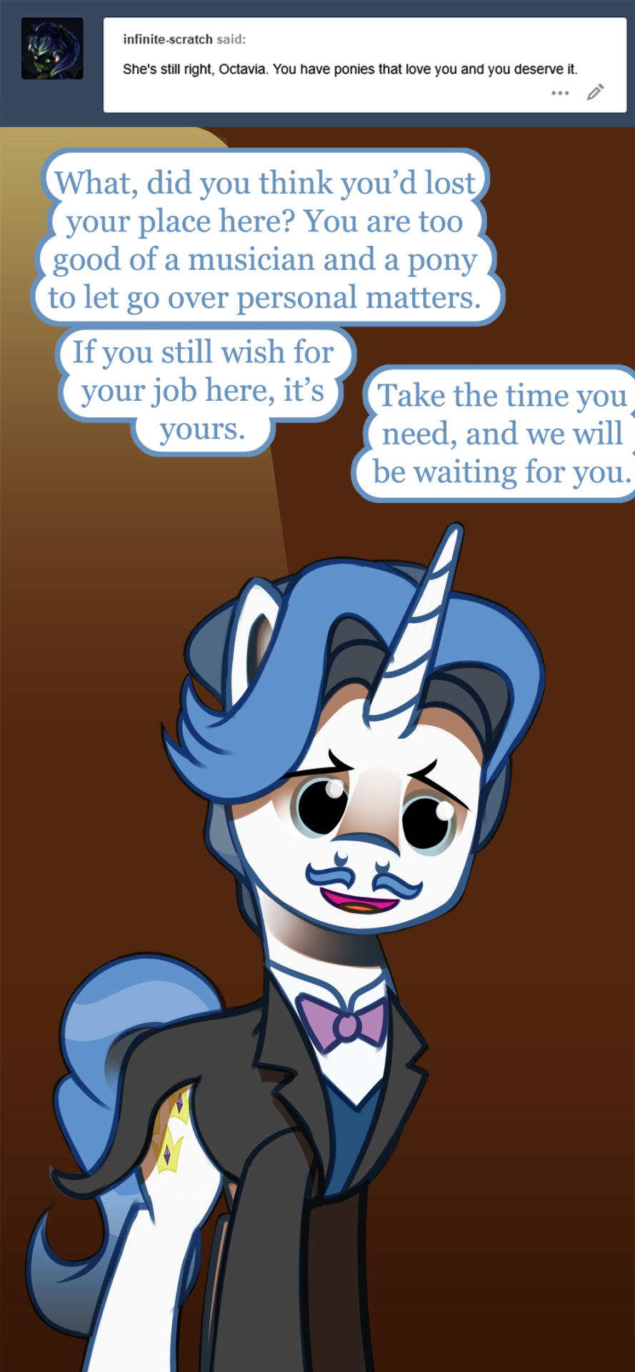 ask-canterlot-musicians:Don’t worry about it. It’s not my scarf either. =3