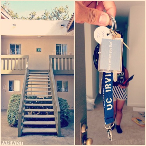 “Love where you live.” Just got the keys for our home for the next year! (at Parkwest Apartments)