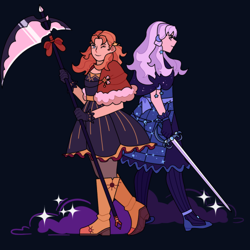 grimoirering:    lysinette but they’re magical girls 🔆🌙