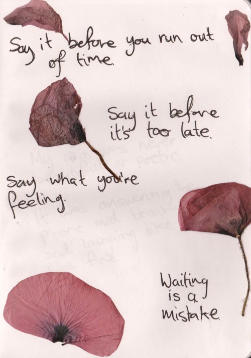 whatever-you-write: Say it before you run out of time. Say it before it’s too late. Say what y
