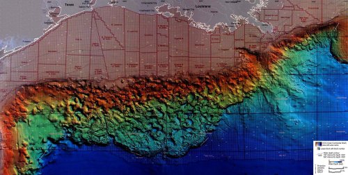 Salty and BumpyThis image shows the bathymetry of the continental shelf off the coast of Louisiana; 