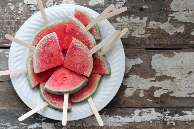 gettingahealthybody:  Watermelon Popsicles Just slice up the watermelon, push in