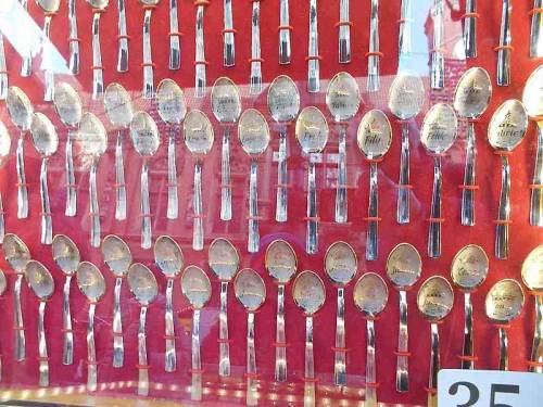 Gold plated tea spoons with people’s names engraved (available on Christmas market in Wroclaw, Polan