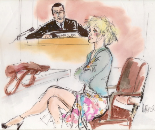 popculturediedin2009: Celebrities in Court: Sketches by Mona Shafer Edwards Winona Ryder (2002) Cou