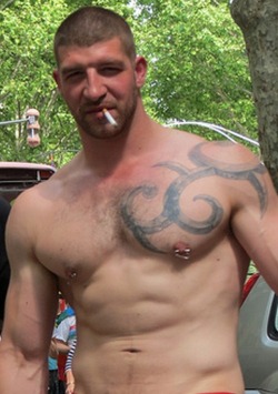 cigartop:  Jeff Stronger, porn star at Gay pride, Lyon 2013.