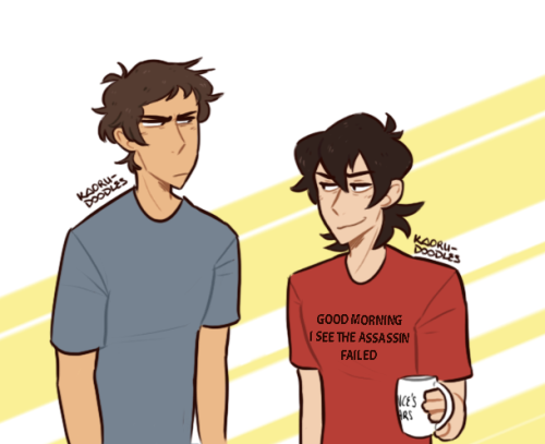 kaoru-doodles:Lance doesn’t appreciate Keith’s humor so early in the morning 