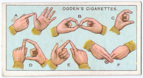 Alphabet for the Deaf and Dumb, Boy Scouts Series, 1903-17. Arents cigarette cards