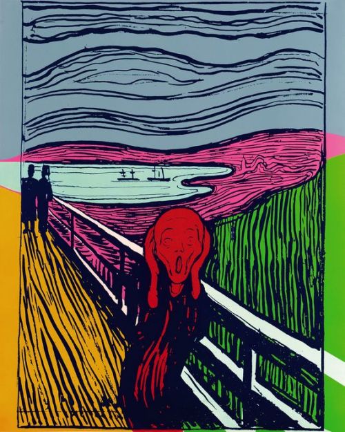 artist-andy-warhol: The Scream (after Munch), 1984, Andy Warhol Medium: silkscreenhttps://www.wikiar