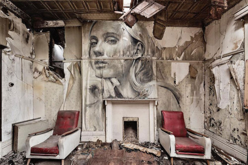 widewalls-artmagazine: Famous Australian street artist Rone is creating crumbling portraits on aband