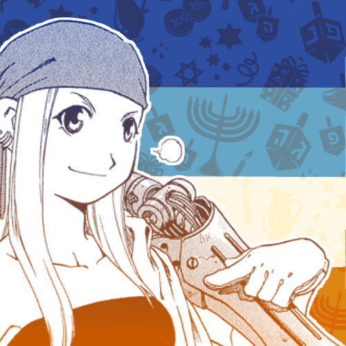 Hanukkah Winry icons for anon! Let me know if you want anything changed!! All are 500x500 - Link to 