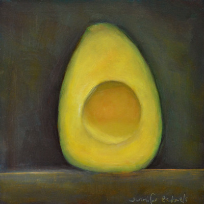 AVOCADO
6" x 6" x 1/8", oil on museum quality panel
I don’t know why this perfect brain food is so much fun to paint, but I keep finding myself using them as test subjects for different painting experiments I want to try.