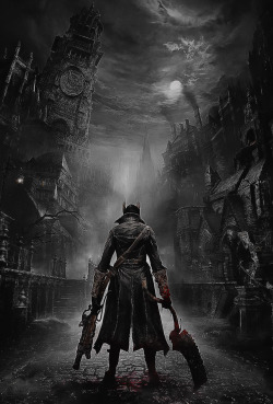 killedtheinnocentpeople:  Bloodborne by VinOrdie.Made another edit of this image, i made the blood stand out and the rest in black &amp; white.