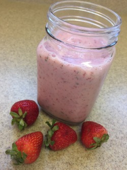 stolenfootprints:  Vegan Strawberry Milkshakein a blender mix:1 ½ cups-whole strawberries (i like to leave the green on because it’s good for you!)½ almond milk (or whatever non dairy creamer you enjoy)Blend until a liquid and then add:1 cup vanilla
